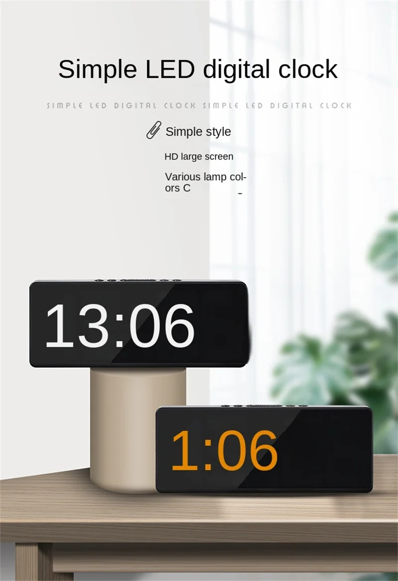 New Multi-functional LED Digital Alarm Clock Acoustic Control Student Alarm Clock Temperature and Date Display Alarm Clock