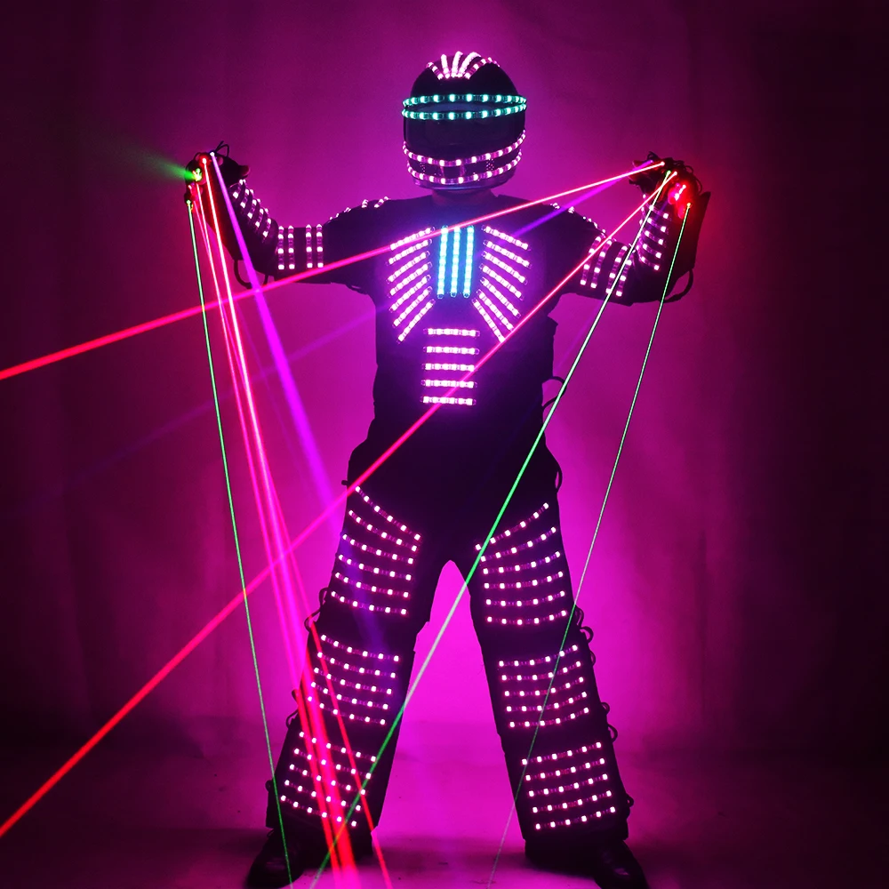 Future Led Robot Suit Stage Performance Light Up Costume Helmet Rgb