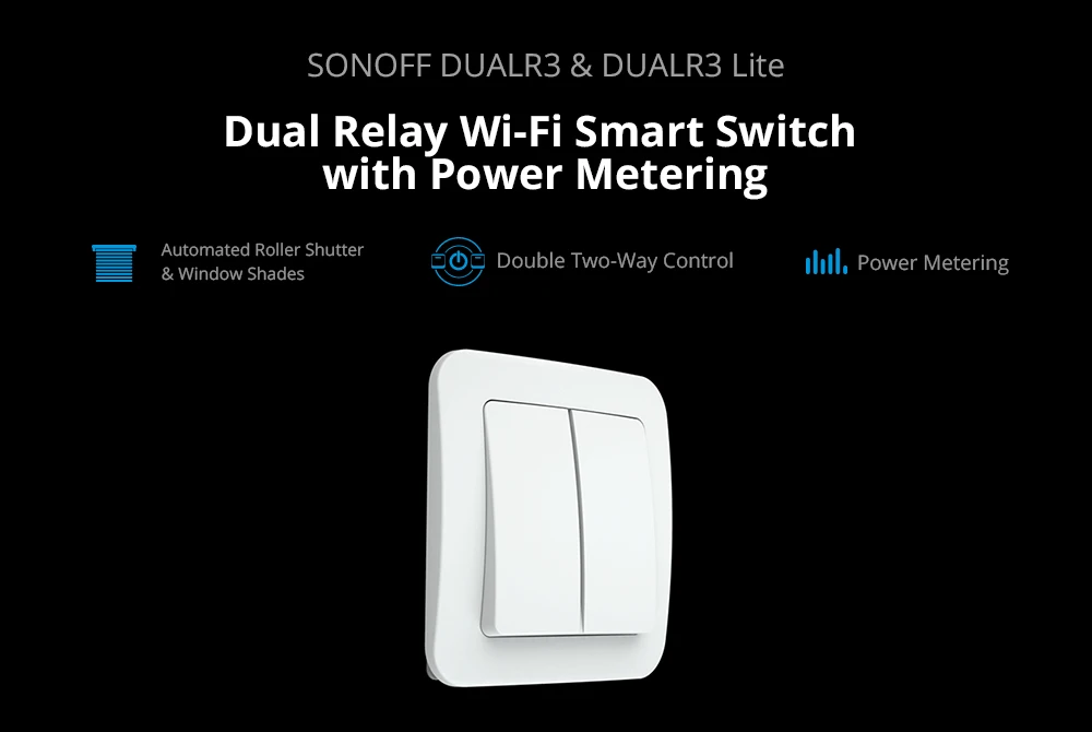 MINI DUALR3 2 Gang Dual Wifi DIY Smart Switch Module 2 Way Power Metering Timing