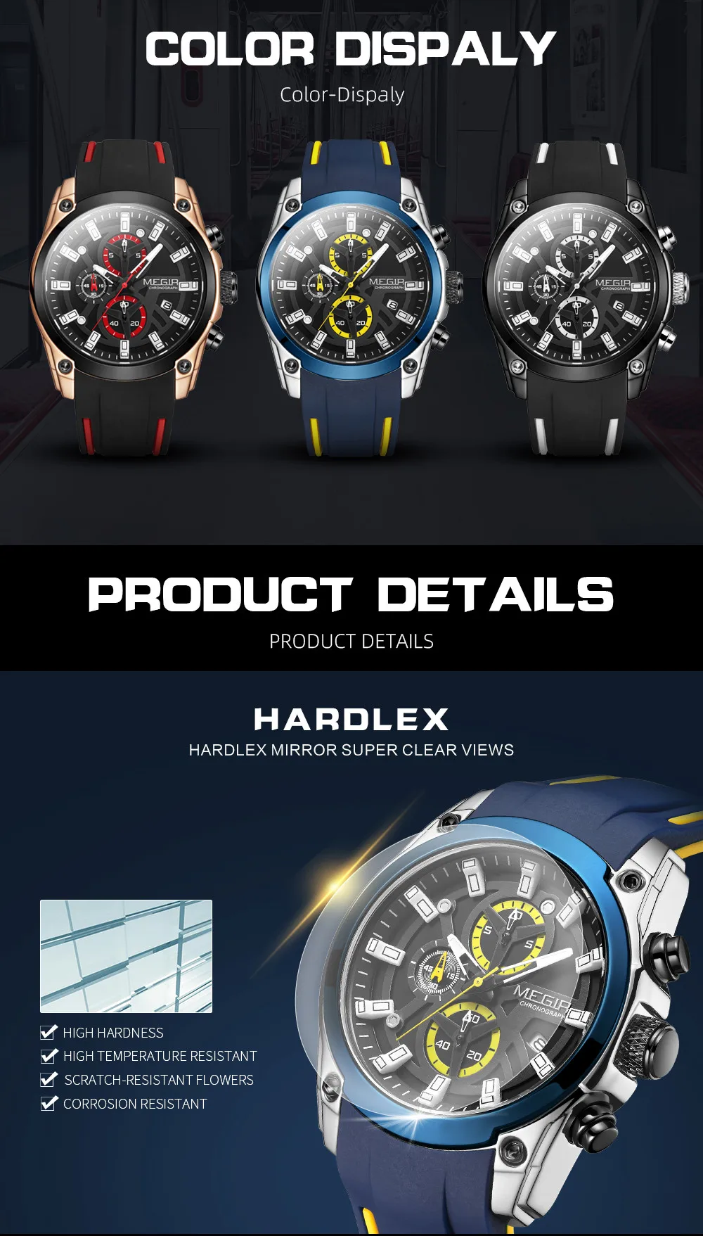 MEGIR Men's Watches Top Brand Luxury Sport Military Wristwatches Chronograph Luminous Date Quartz Moda Watch Leather Male Clock