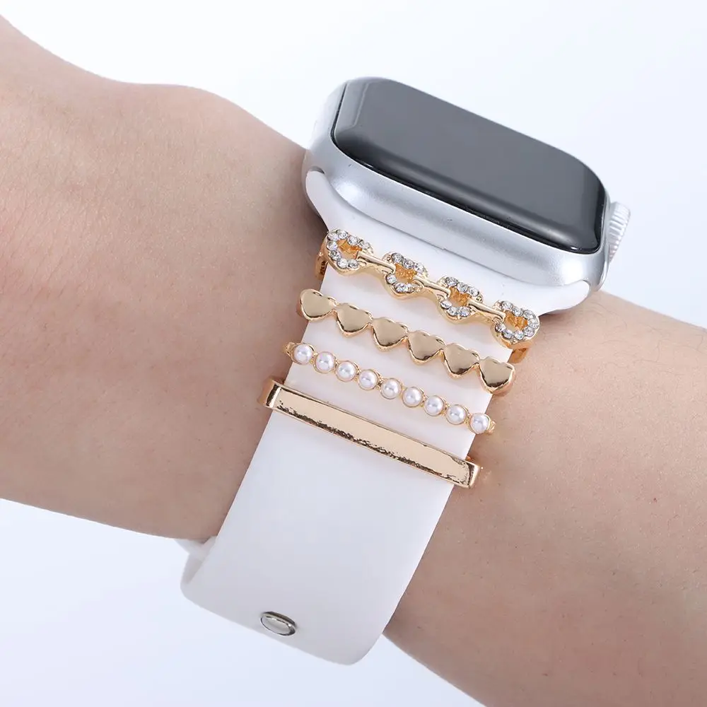 Watch Band Decorative with Rhinestones Nails Silicone Bracelet For Apple  Watch Ornament Women Men Charms Globe Charms Ring - AliExpress