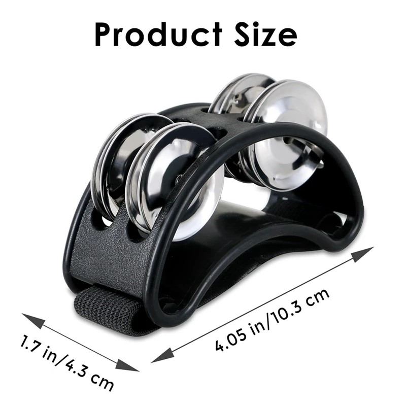 NALFI-2PCS Foot Tambourine Percussion, Musical Instrument Percussion Pedal With Steel Jingle Bells