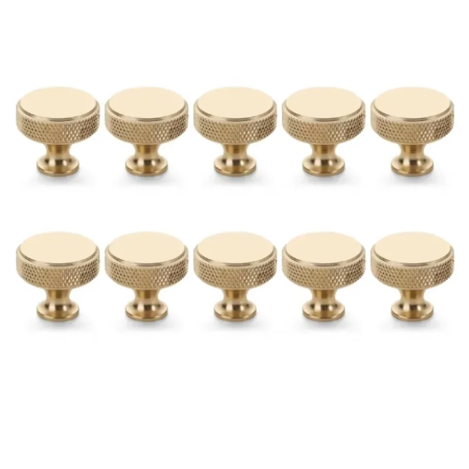The 10 Pack Gold Cabinet Handles - 7 Inch  5 Inch Hole Centers Knurled Cabinet Pull And Gold Handles For Dresser Cupboard And Wardrobe
