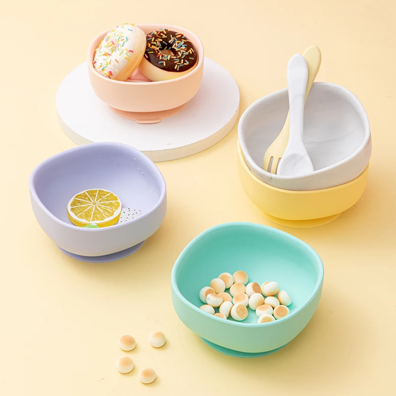 Baby Silicone Bowl Suction Bowls Tableware for Children Waterproof Dishes Suction Toddle Training Tableware Kids Feeding Bowls 5