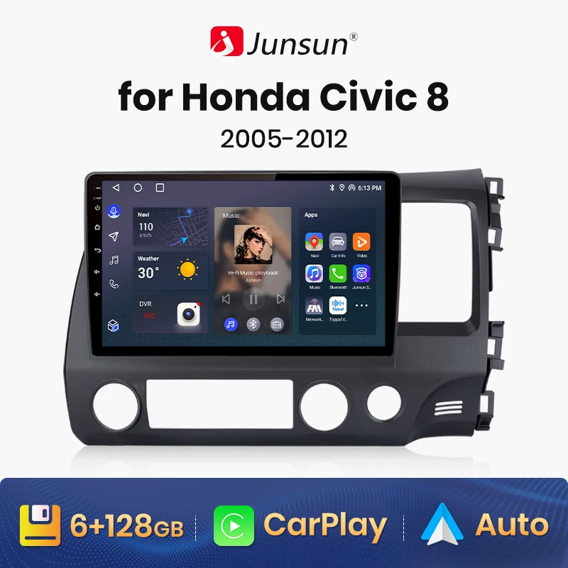 

Junsun V1 AI Voice Wireless CarPlay Android Auto Radio for Honda Civic 8 2005-2012 4G Car Multimedia GPS 2din autoradio