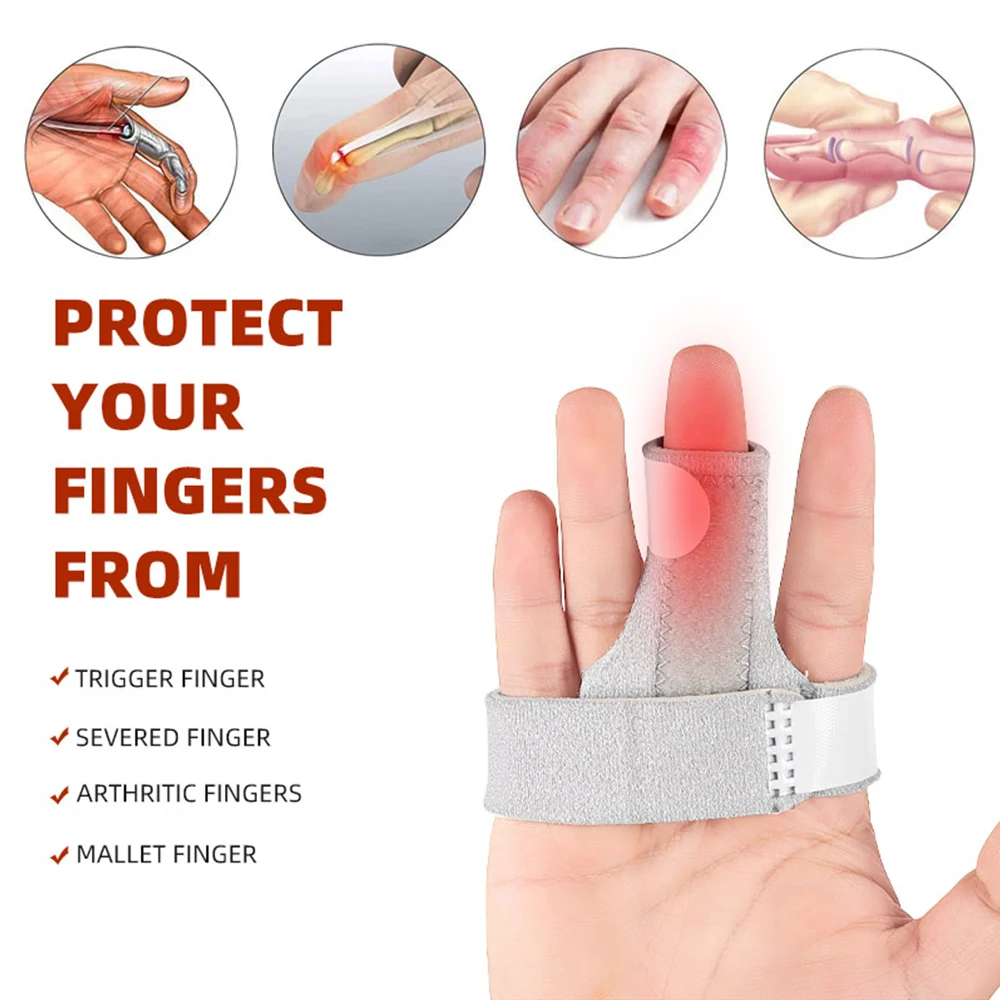 1 PCS Trigger Finger Splint, Adjustable Finger Support Brace Bonus Fastening Tape for Alleviating Finger Locking,Popping,Bending