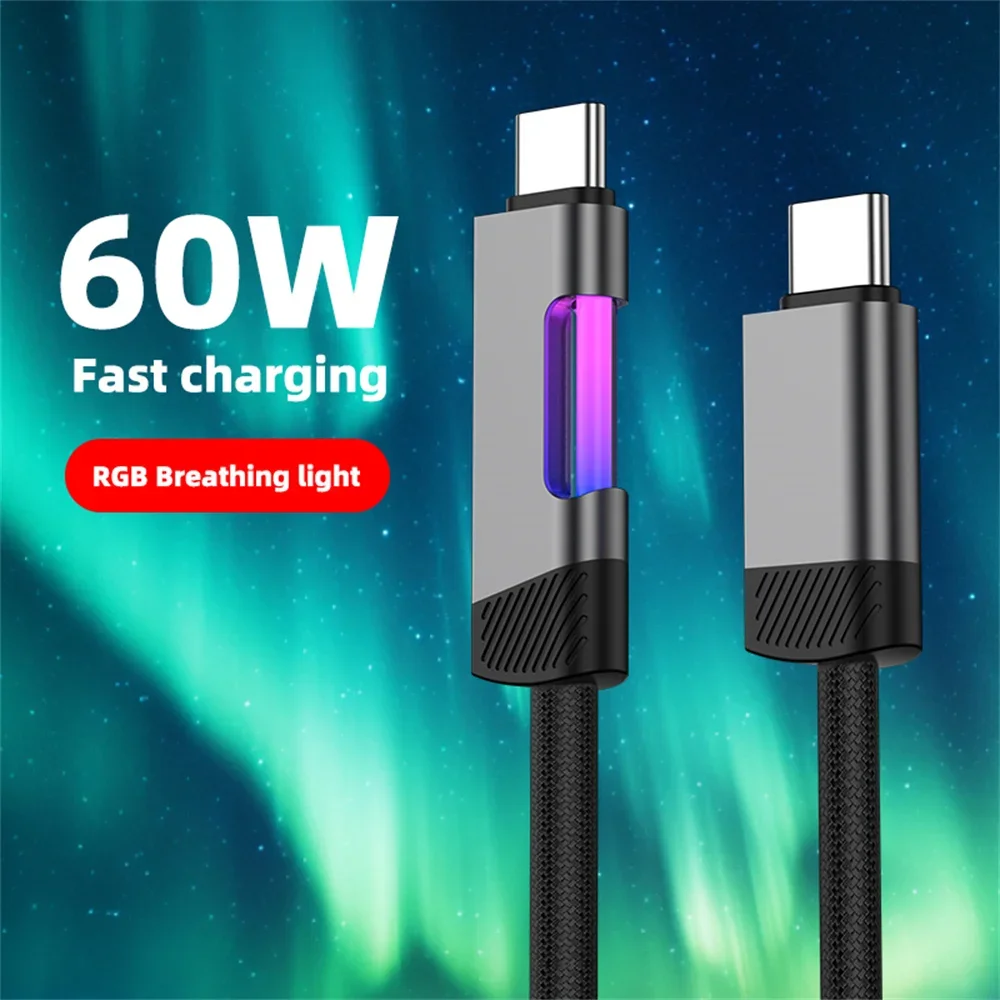 USB Type C Cable 100W 5A Super Fast Charging USB C to USB C Data Cord For iPhone Samsung Xiaomi Quick Charge Phone Charger Cable