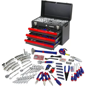 408-Piece Mechanics Tool Set, General Household Home Repair Tool Kit with 3-Drawer Heavy Duty Metal Box, Hand Tool Kit Set 1 Pa 1