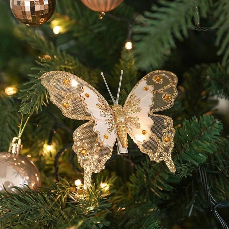 Elegant Butterfly Christmas Ornament Festival Butterfly Hanging Ornament Christmas Tree Decoration Set of 3