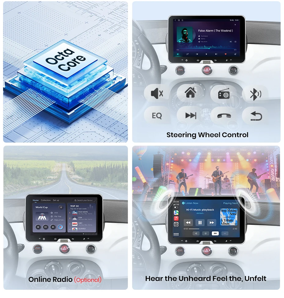 Android Autoradio für Fiat 500 500C Abarth 2007-2015 CarPlay, GPS-Navigation, Smart-System und FM-Radio