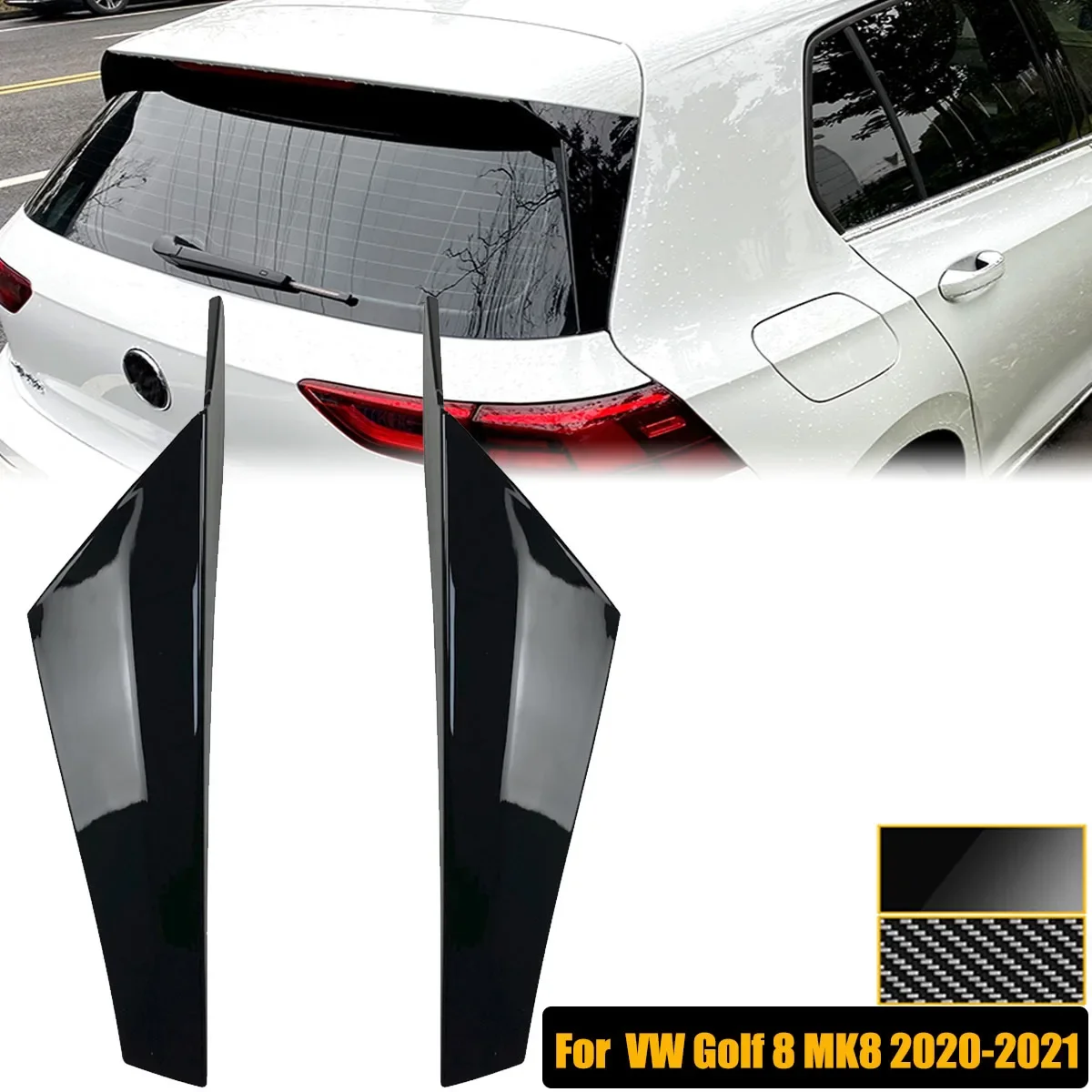 

2PCS For VW GOLF 8 MK8 MK VIII 2020-2021 Rear Window Splitter Side Spoiler Wing Canard Cover Sticker Trim Car Accessories