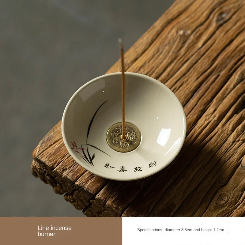 Creative Ceramic Line Incense Burner Household Agarwood Sandalwood Plate Smoking Tea Room Incense Path Incense Insert