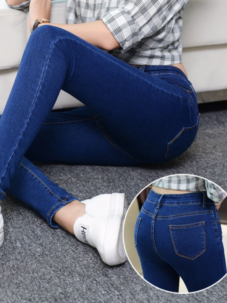 

Spring Vintage Basics Pencil Pants for Woman Summer New Thin High Waist Korean Style Softener Jeans Female INS Hot Ankle Length