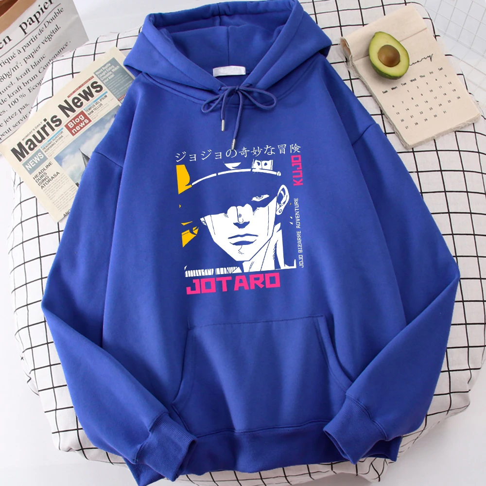 

Jojo Bizzare Jotaro Prints Hoodies Mens Classical Loose Sweatshirt Hip Hop Hat Rope Long Sleeves Gorgeous S-Xxl Hoodie For Men