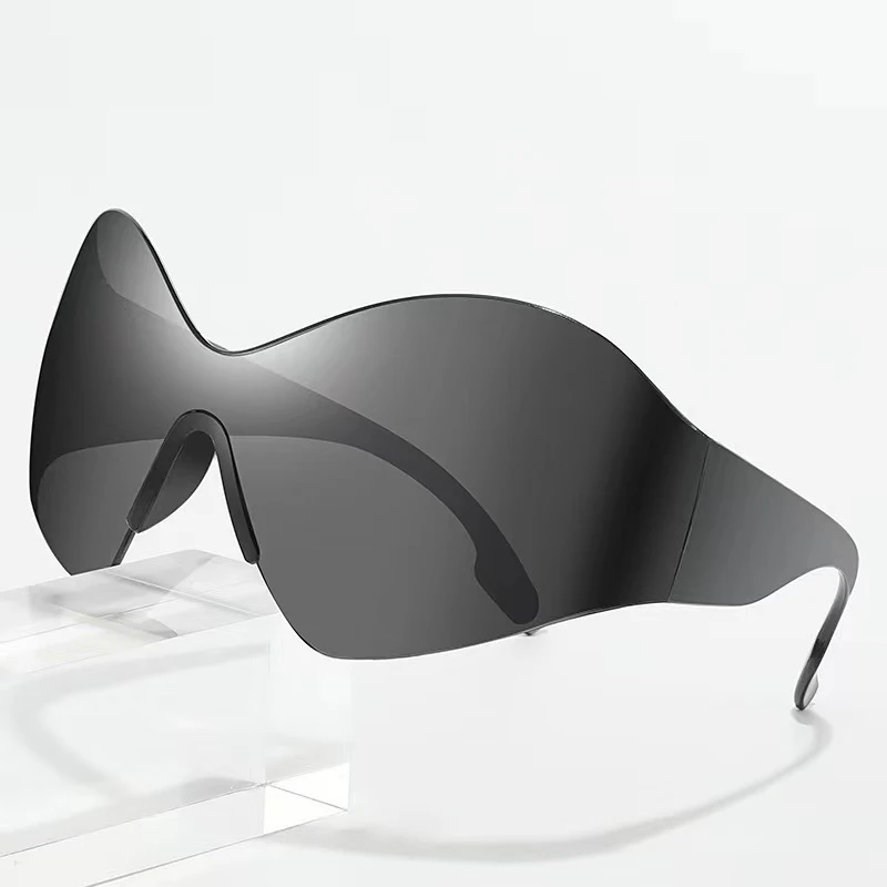 Oversized Rimless Sunglasses for Women One Piece fashion