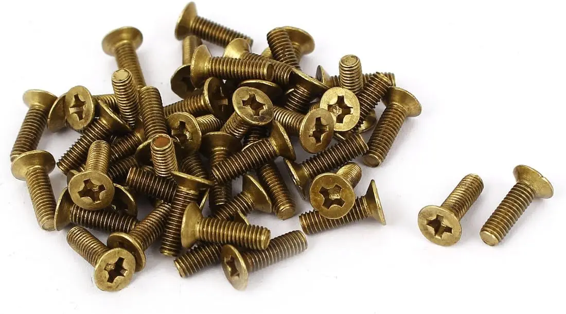 

Keszoox M3 x 10mm Brass Phillips Drive Bolts Countersunk Screws GB819 50 Pcs