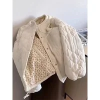 Veste Chic en velours côtelé à fleurs pour femmes, haut coréen en coton à manches longues et col rond, coupe ample, chaud et polyvalent, automne hiver 2