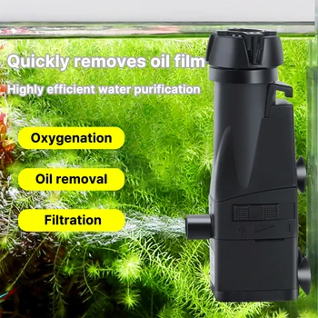 ใหม่ Aquarium Surface Oil Skimmer Filter Mini Mute Auto โปรเซสเซอร์ฟิล์มน้ํามันลบเครื่องมือสําหรับถังกรองน้ําปลา 220-240V 1