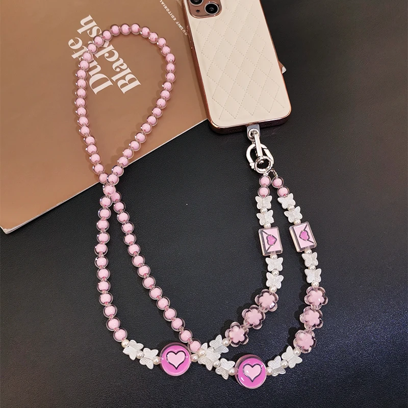 

Mobile for Iphone 13 Camera Holders Keys cord Lanyard Crystal Love Mobile Phone Crossbody Lanyard Phone Clip Universal Lanyard