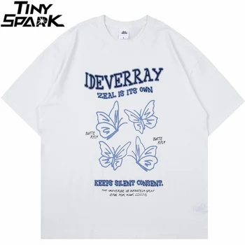 Letter Butterfly T Shirt Men Streetwear 1