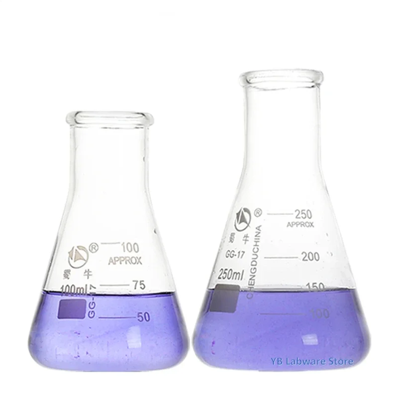 Borosilicate Glass Straight Wide Neck Conical Triangular Flask 50ml To 1000ml 1PC for Lab Chemical Equipment
