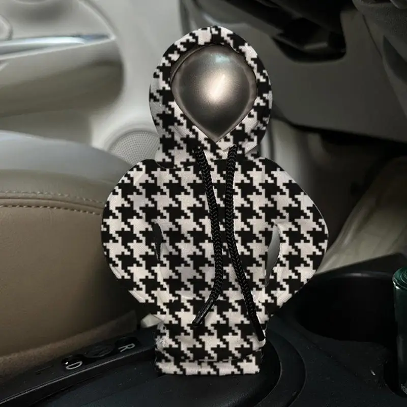 Car Shifter Hoodie Plaid Patterns Car Shift Hoodie Cover Shifter Stick Protector Dustproof Cover Gear Shift