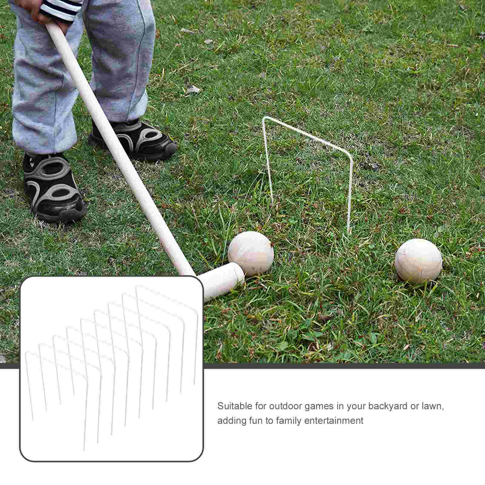 9 Pcs Croquet Wickets Replacement Classic Outdoor Game Goal Parts Iron Wire Metal Hoops Square