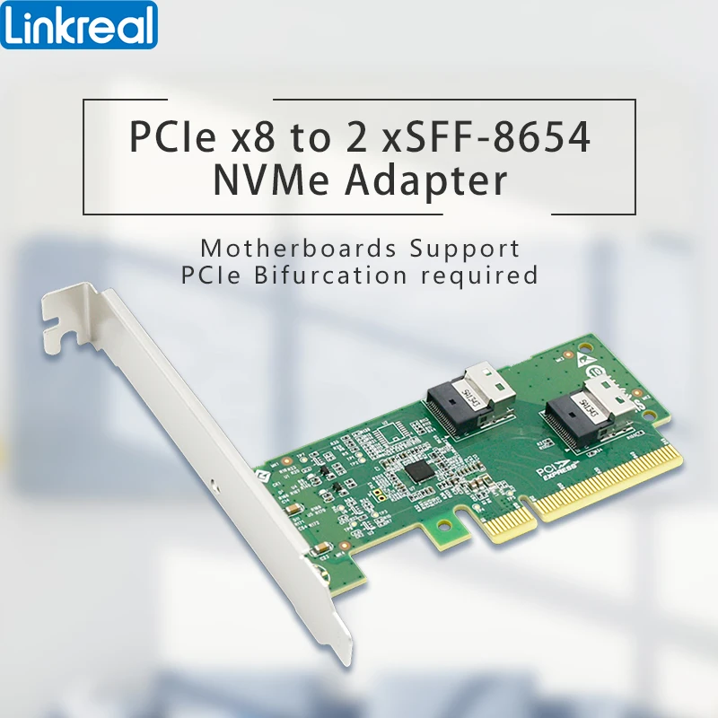 Linkreal Pci Express 4.0×8 para Dois Slimsas Sff8654 4i Adapter-lrnv9f12