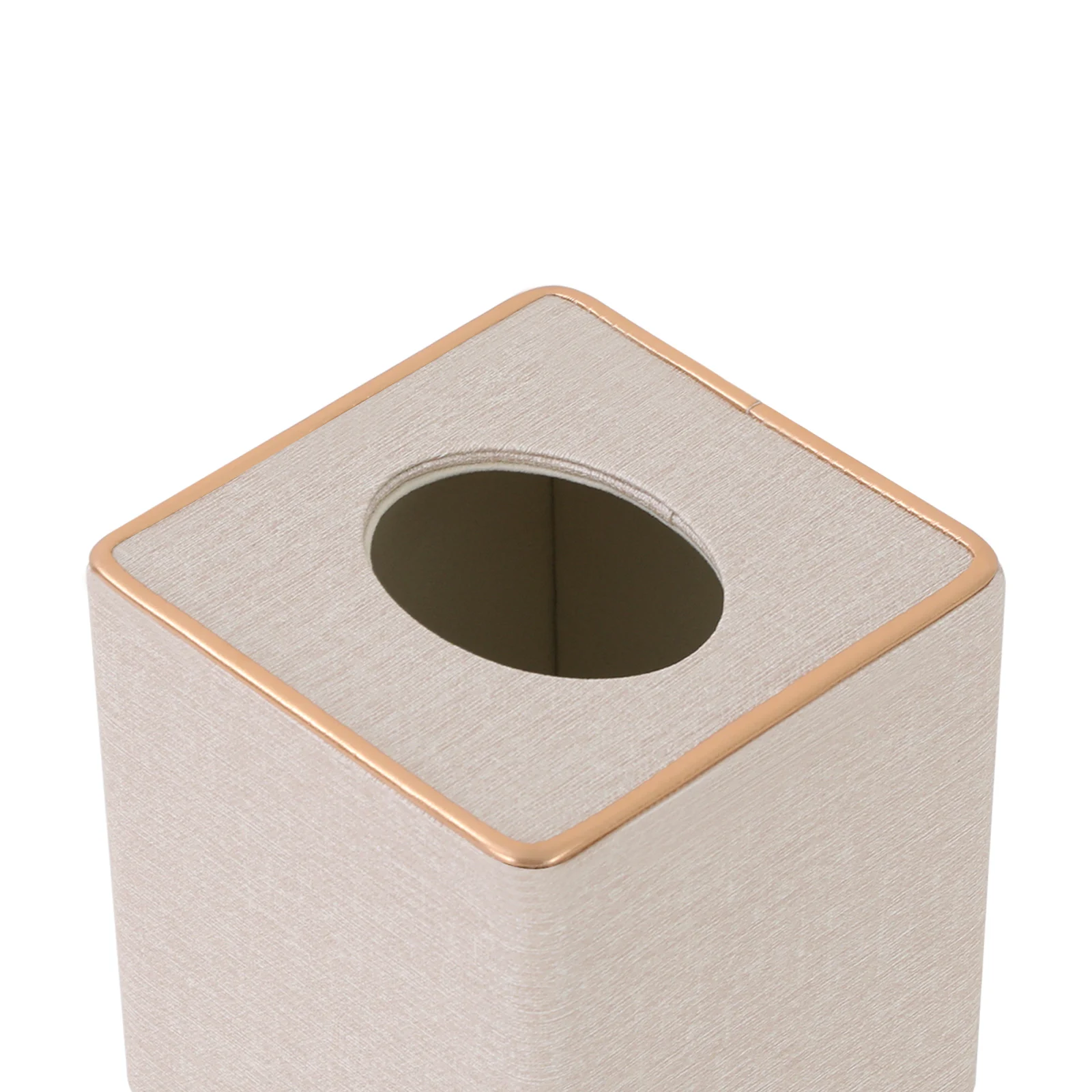 Moderner quadratischer Taschentuchspender in Off-White mit magnetischem Boden für weiche Taschentücher, kernloses Rollenpapier und Hartboxen – Detail 10