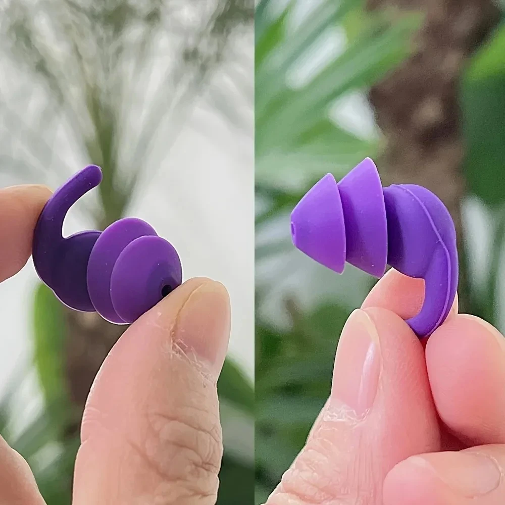 1 Pair Soft Silicone Noise Cancelling Earplugs Anti-noise For Concerts Sleeping Swimming Reusable Waterproof