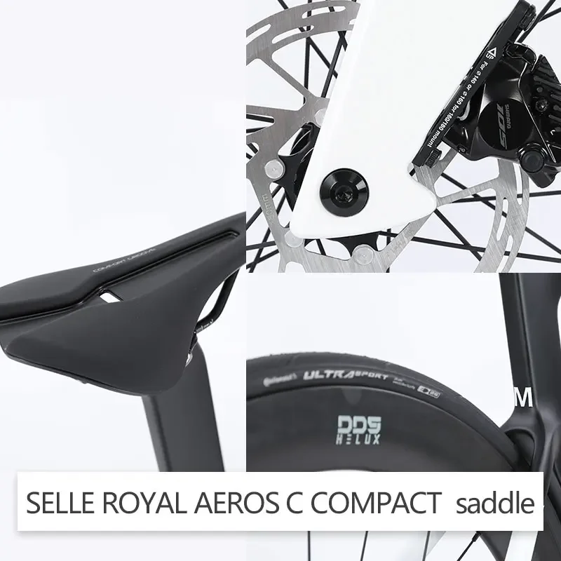 Alvas-鈍いカーボンファイバー自転車ロードバイク、鈍い黒と白の