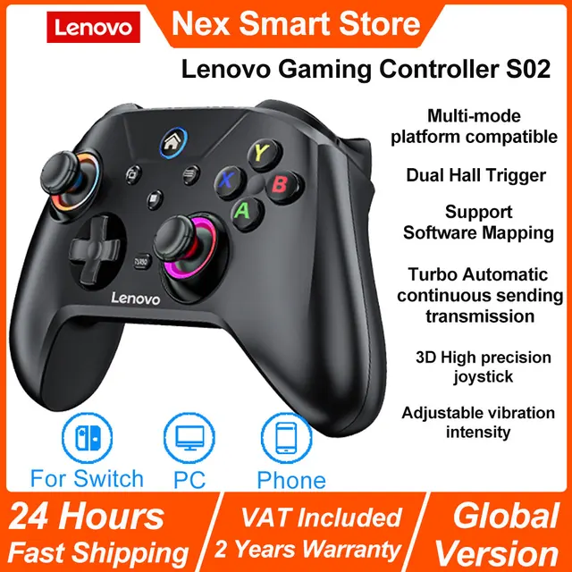 Lenovo S02 Wireless Bluetooth Gaming Controller, Dual Hall Trigger Wireless Gamepad, For Switch, PC, Android, IOS, TV 1