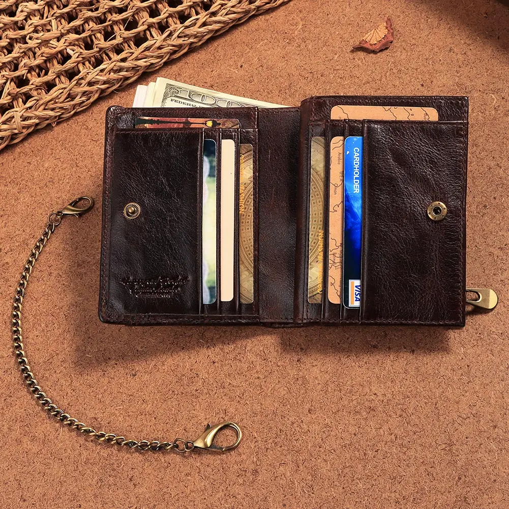 HUMERPAUL Genuine Leather Men's Wallet Short Multi Function ID Credit Card Holder Portemonnee High Quality Zip Coin Pocket 6