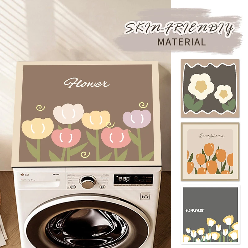 Floral Patterns Dust Covers Washing Machine Oven Microwave Dustproof Mat Household Decor Pads Kitchen Sink Anti-slip Mat