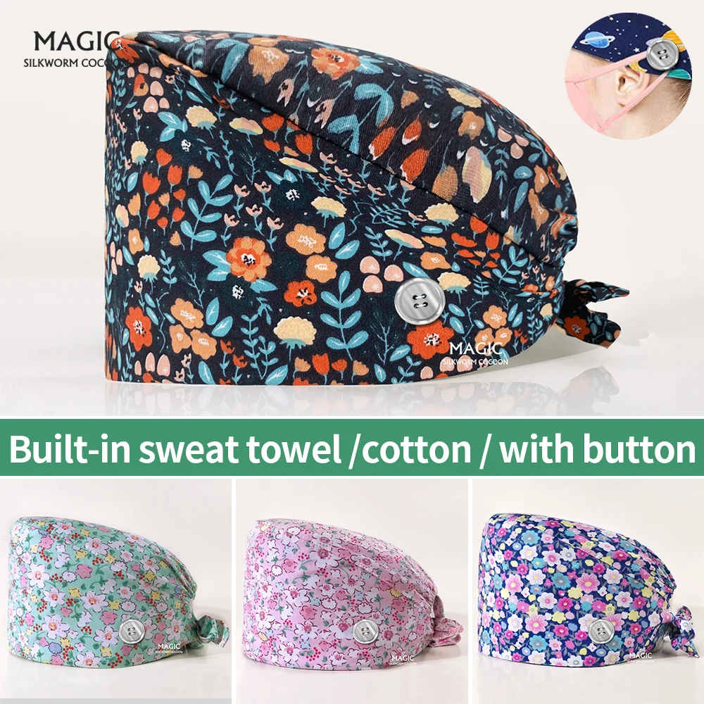 Medical-Hat-with-Sweat-Bands-Surgical-Doctor-Womens-Scrub-Nurse-Hat ...