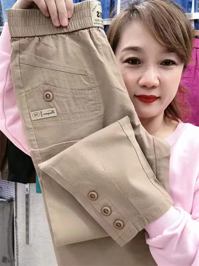 Women Thin Cotton Linen Casual Pants 2025 Spring Summer New Large Size Loose Slim Harem Trousers Straight Nine Pants Tide Female