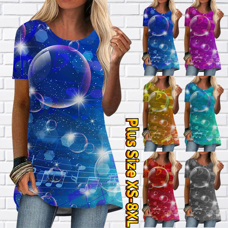 

2022 Summer Casual Tee Short Sleeve Women T-Shirts 3D Printing Street Tops Female Round Collar Loose T-Shirt Size Tops Pullover