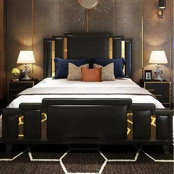 Modern Customizable Double Bed Designer Bedroom Sets King/ Queen Size 1