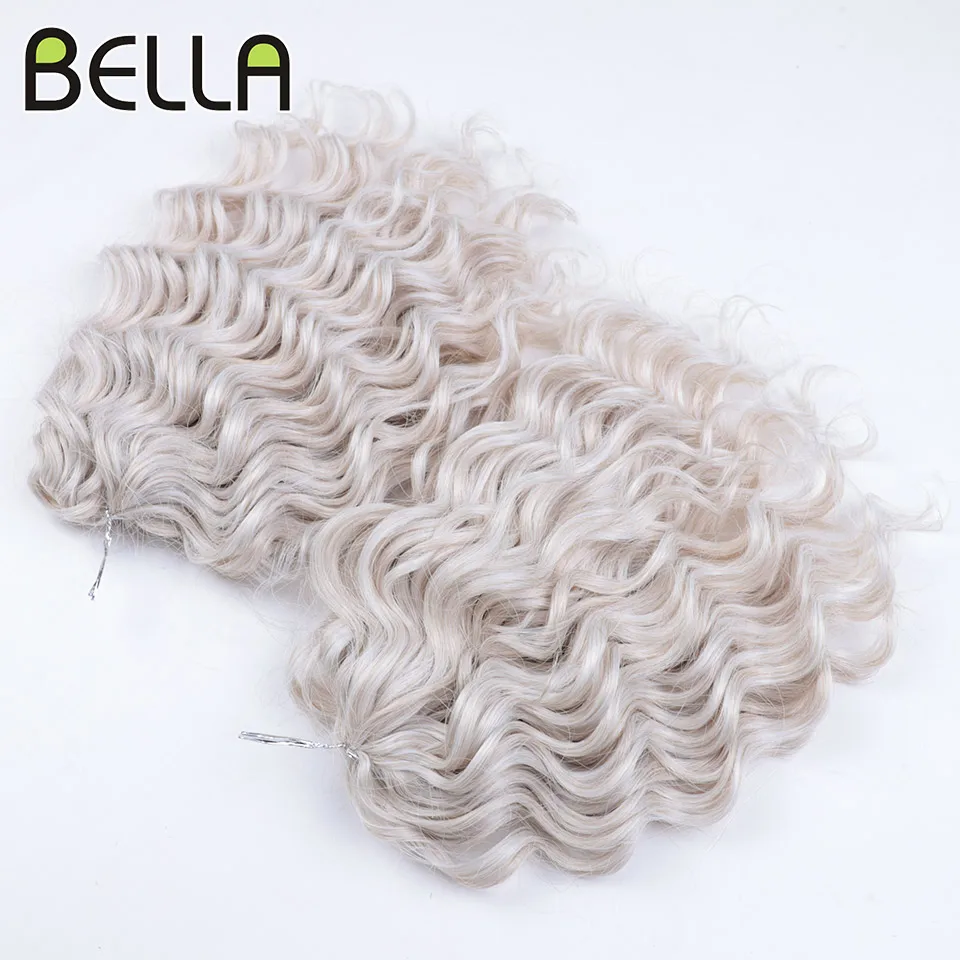 Bella Synthetic Hair Twist Crochet Curly Hair 10Inch Deep Wave Braid Hair Ombre Blonde Brown Water Wave Braiding Hair Extensions