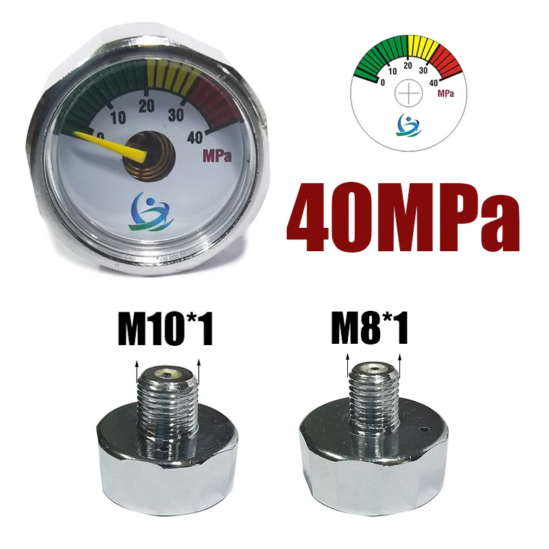 Mini Gauge Manometre 25mm 1inch Hand Pump Valve Accessories Regulator Diving M10*1 M8*1 5MPa 10MPa 20MPa 30MPa 40MPa