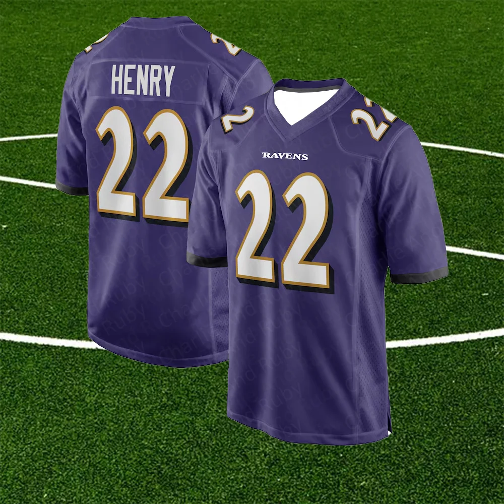 Purple Jersey No. 8/14/22 Classic Summer Short-Sleeved Outdoor Derrick Henry Lamar Jackson Kyle Hamilton Baltimore Ravens 3