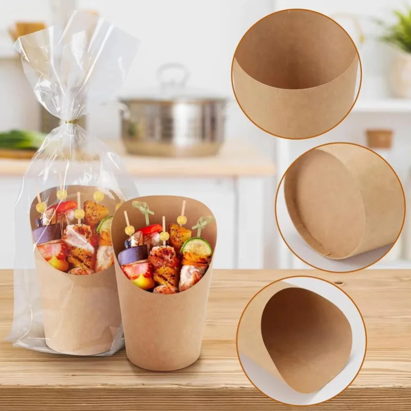 25/50PCS Kraft Paper French Fry Cups, Disposable Waffle and Charcuterie Snack Holders, ... - SKU PFFC1509 - UGI Packaging