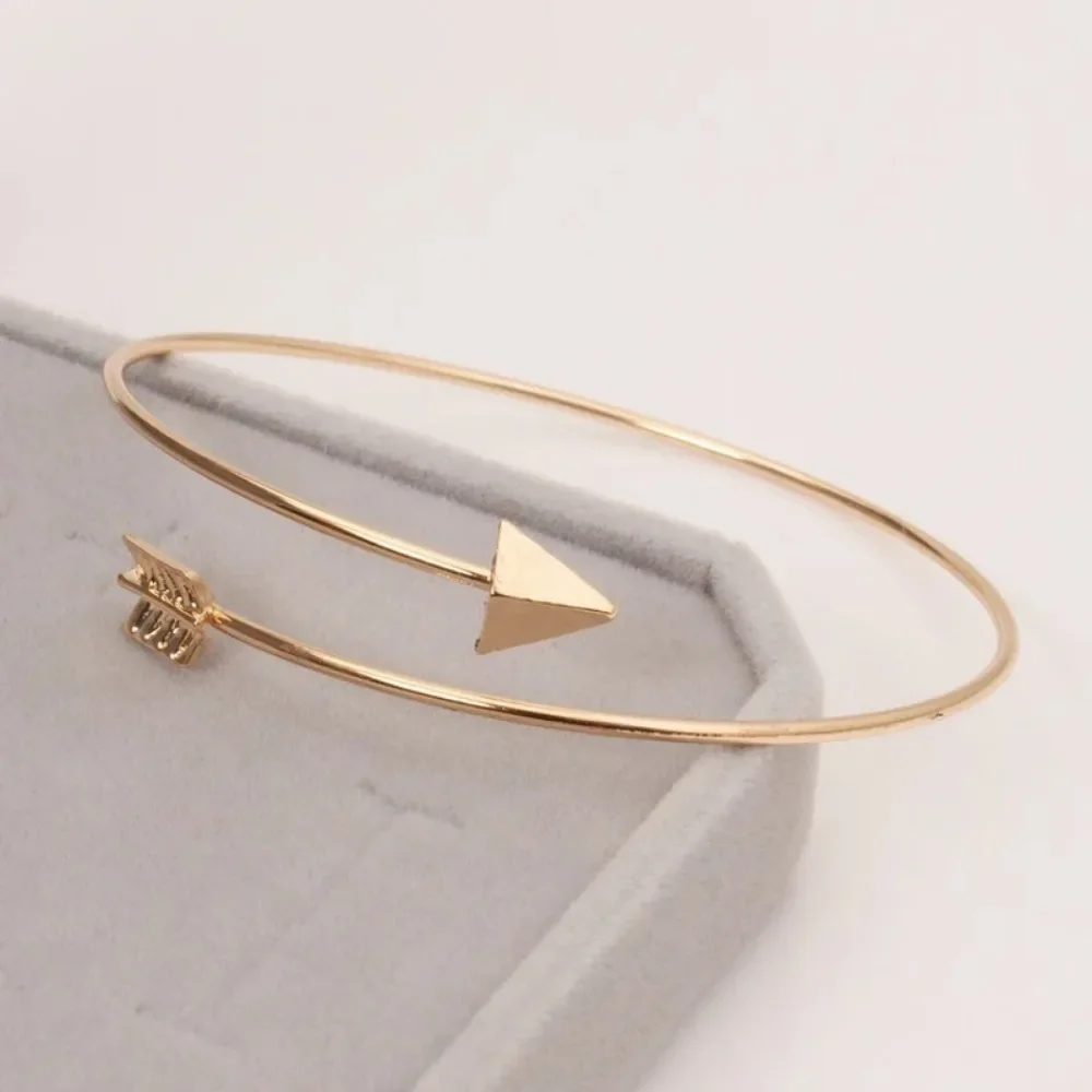 FSUNION 2025 New Arrival Punk Open Adjustable Arrow Cuff Bracelets for Women Fashion Simple Gothic Wrist Feather Bangles Jewelry 5