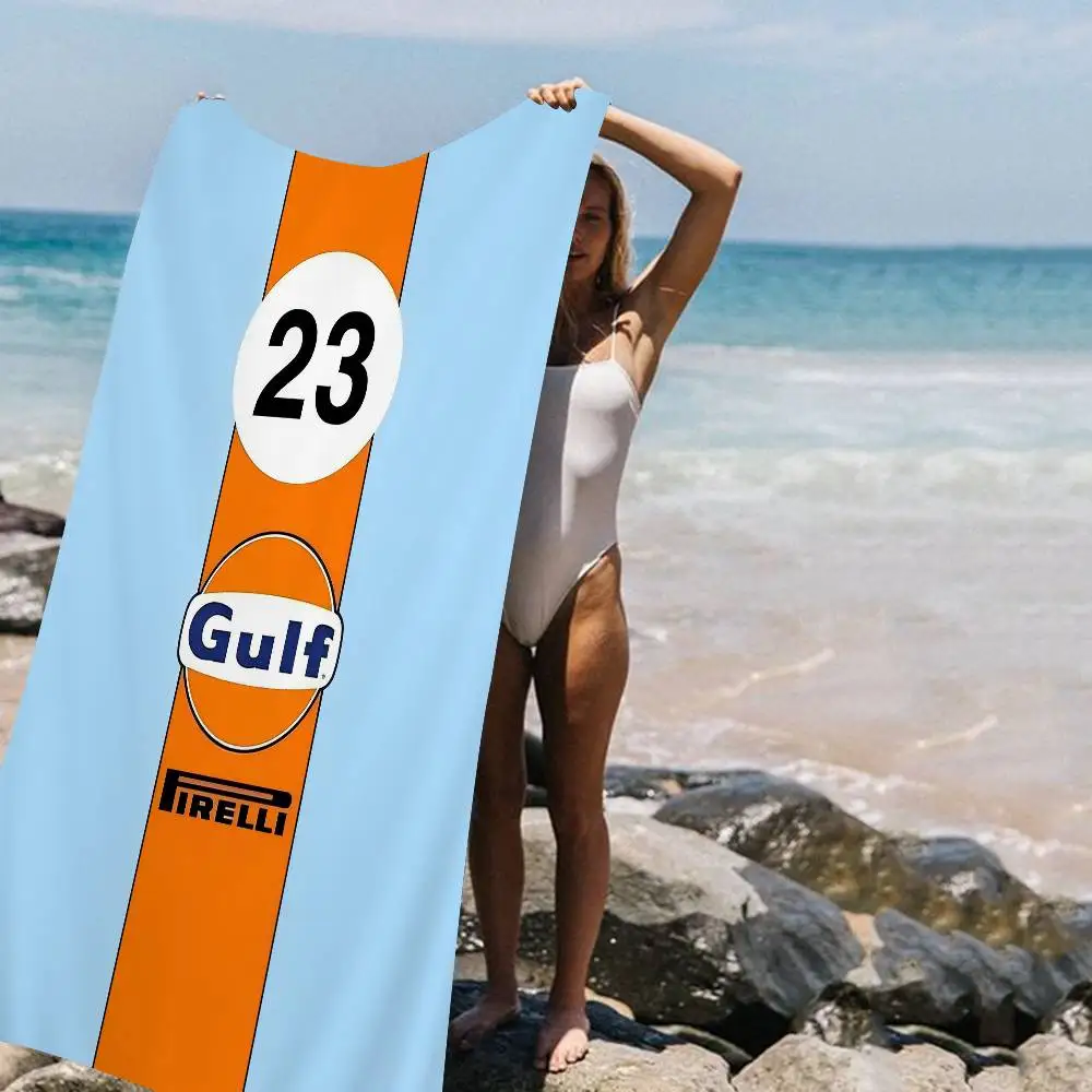G-Gulf Rennwagen-Logo Mikrofaser-Strandtuch mit Aufdruck, geeignet für Bergsteigen, Yoga, Schwimmen, Laufen, saugfähiges, weiches Handtuch_voghion.com