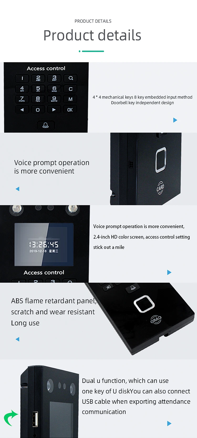 Face Recognition Biometric Fingerprint Time Attendance System Rfid Card+Pin+Palm