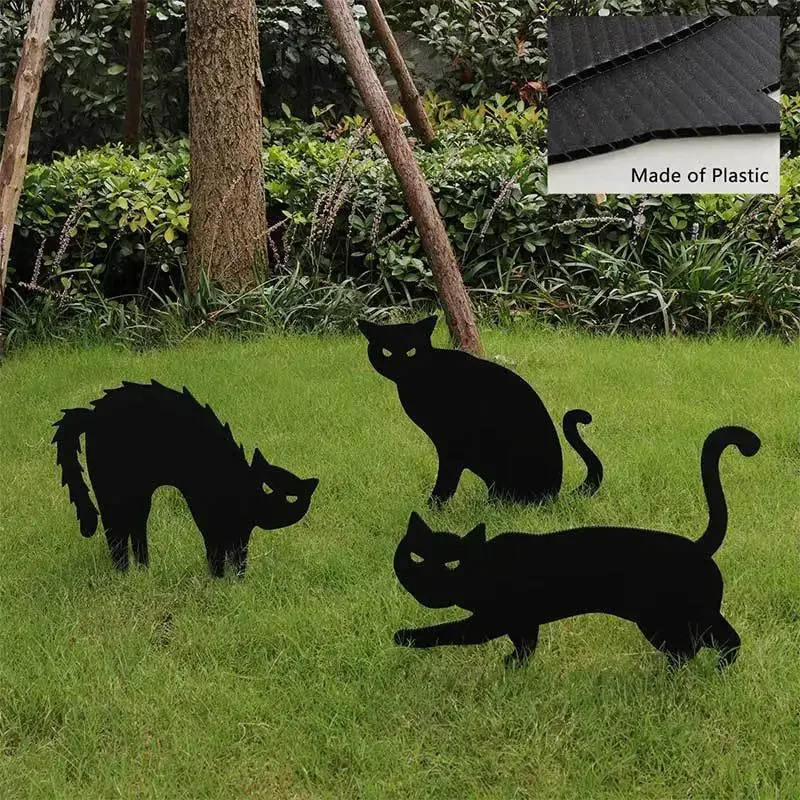 

1pc Acrylic Black Cat Halloween Decoration Garden Stake, Classic Creative Insert Yard Ornament For Halloween, Party Lawn Decor