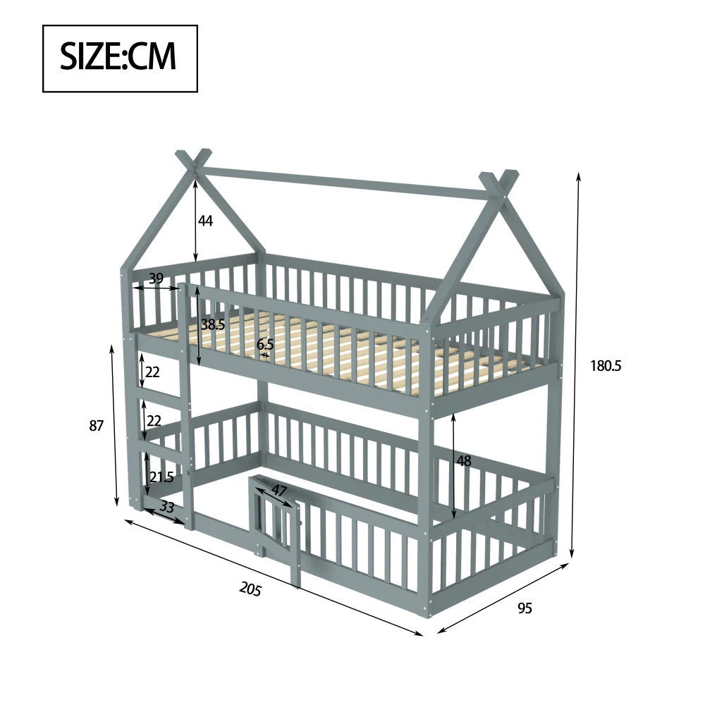 90*200cm/140*200cm Modernes Etagenbett für Kinder, Familienbett für Kinder, mit Treppe, Loft-Design, Etagenbettgestell aus massivem Holz – Detail 33
