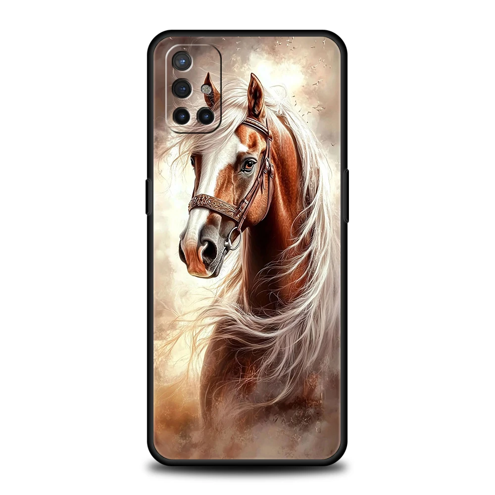 Black and White Galloping Horses Phone Case Cover