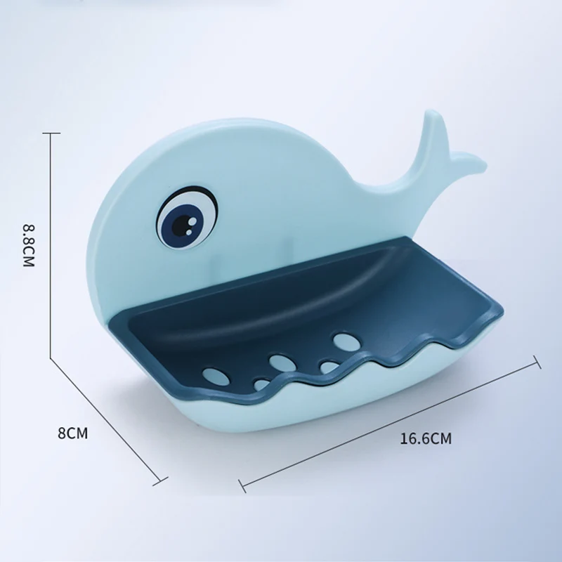 1PCS Wall Mounted Soap Dish for Bathroom Shower Portable Whale Soap Holder Plastic Sponge Tray for Kitchen Bathroom Accessories 6
