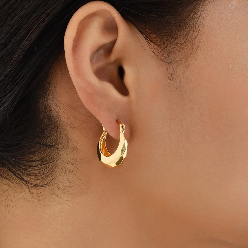 Gold Earrings 1947|women's Gold-plated Geometric Hoop